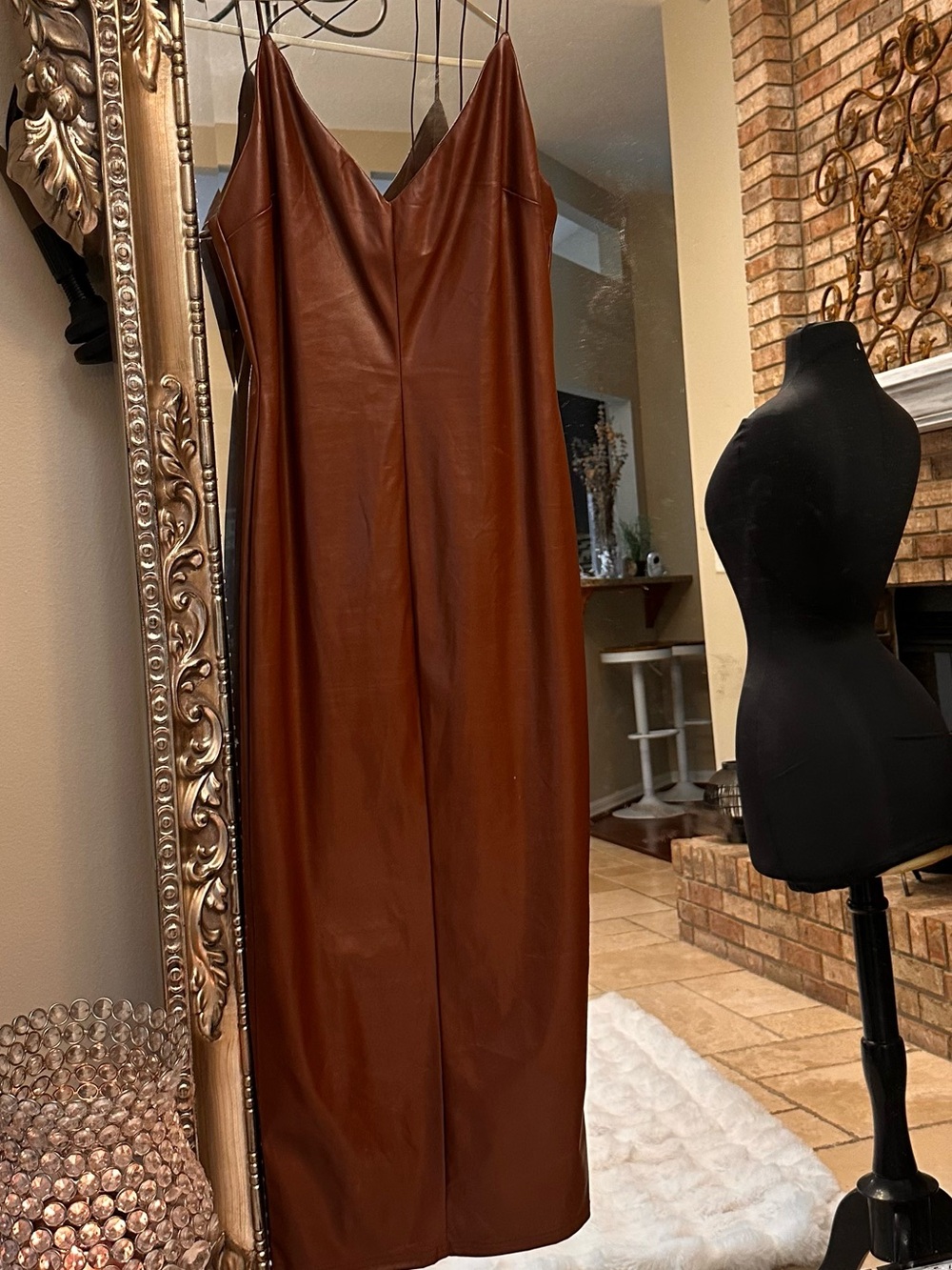 Fashion Nova Brown Vegan Leather Jacket